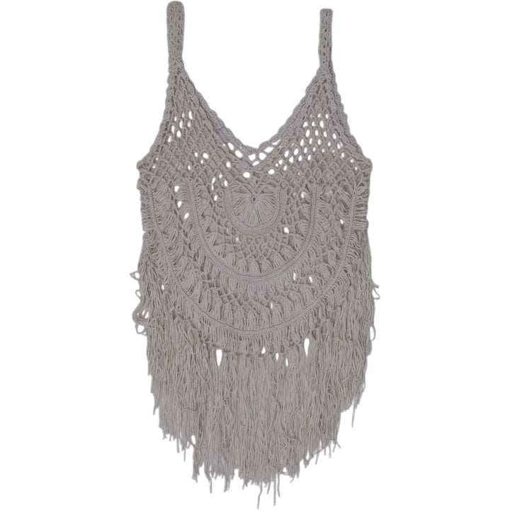 Y2K Beige Fringe Crochet Top - Size XS | Migration_Y2K Tops | Fashion Rerun