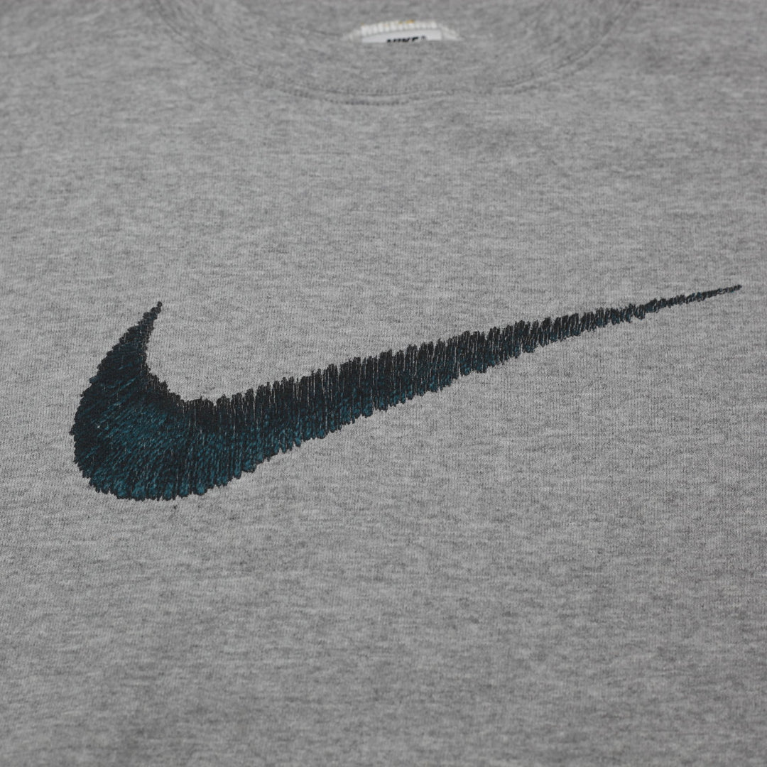 Vintage Mens Nike Sweatshirt Gray Embroidered Swoosh Logo