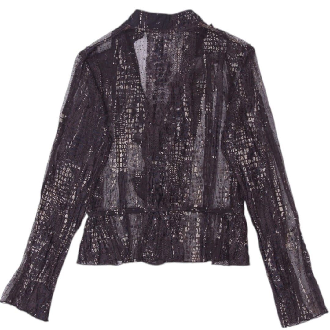 Y2K Ladies Frank Lyman Front Ruffle Design Long Sleeve Top | Migration_Y2K Tops - Side View | Fashion Rerun