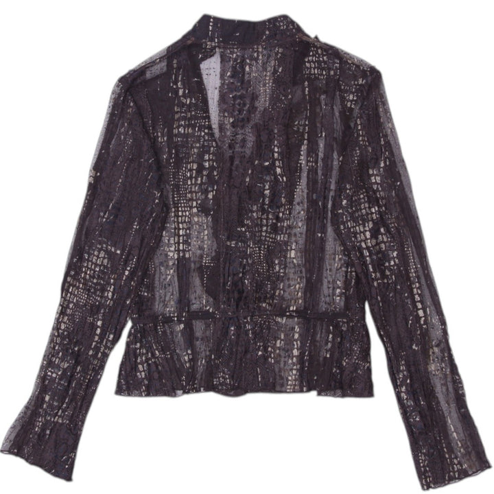 Y2K Ladies Frank Lyman Front Ruffle Design Long Sleeve Top | Migration_Y2K Tops - Side View | Fashion Rerun