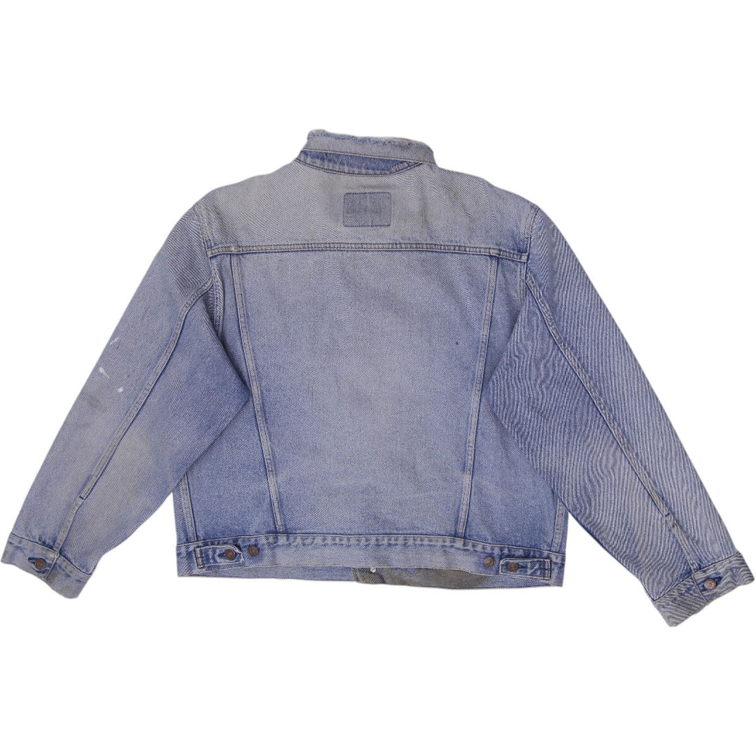 Vintage Levi Strauss Trucker Jacket Washed Blue Distressed Denim Size 48