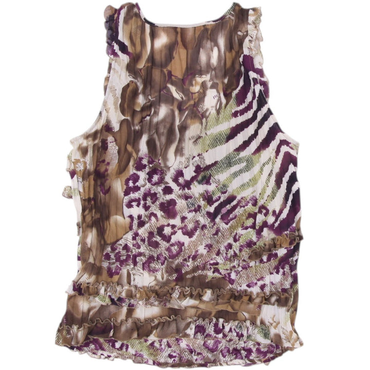 Y2K Ladies Sunny Leigh Ruffle Pattern Sleeveless Top Size L | Migration_Y2K Tops - Side View | Fashion Rerun