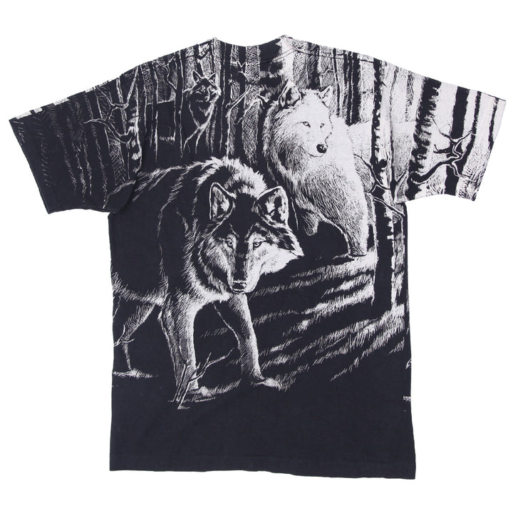 Vintage Wolves AOP T-Shirt Single Stitch Made In USA Fruit of the Loom L