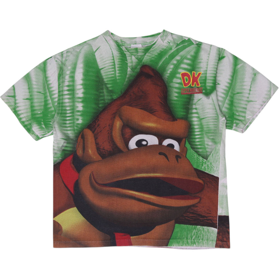 Vintage 1994 Donkey Kong Country AOP T Shirt OSFM Donkey Kong Wear Nintendo