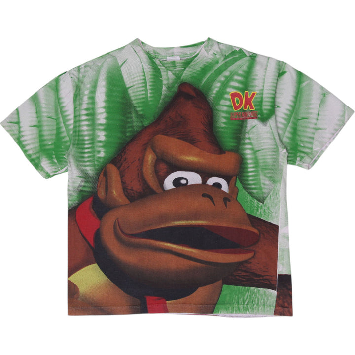 Vintage 1994 Donkey Kong Country AOP T Shirt OSFM Donkey Kong Wear Nintendo