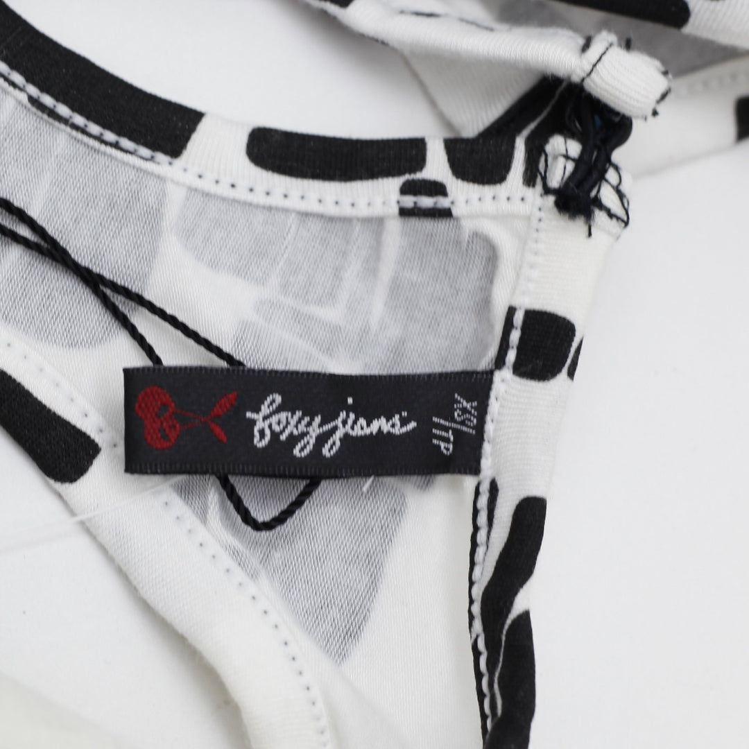 Y2K Ladies Foxy Jeans Black & White Halter Vest Top