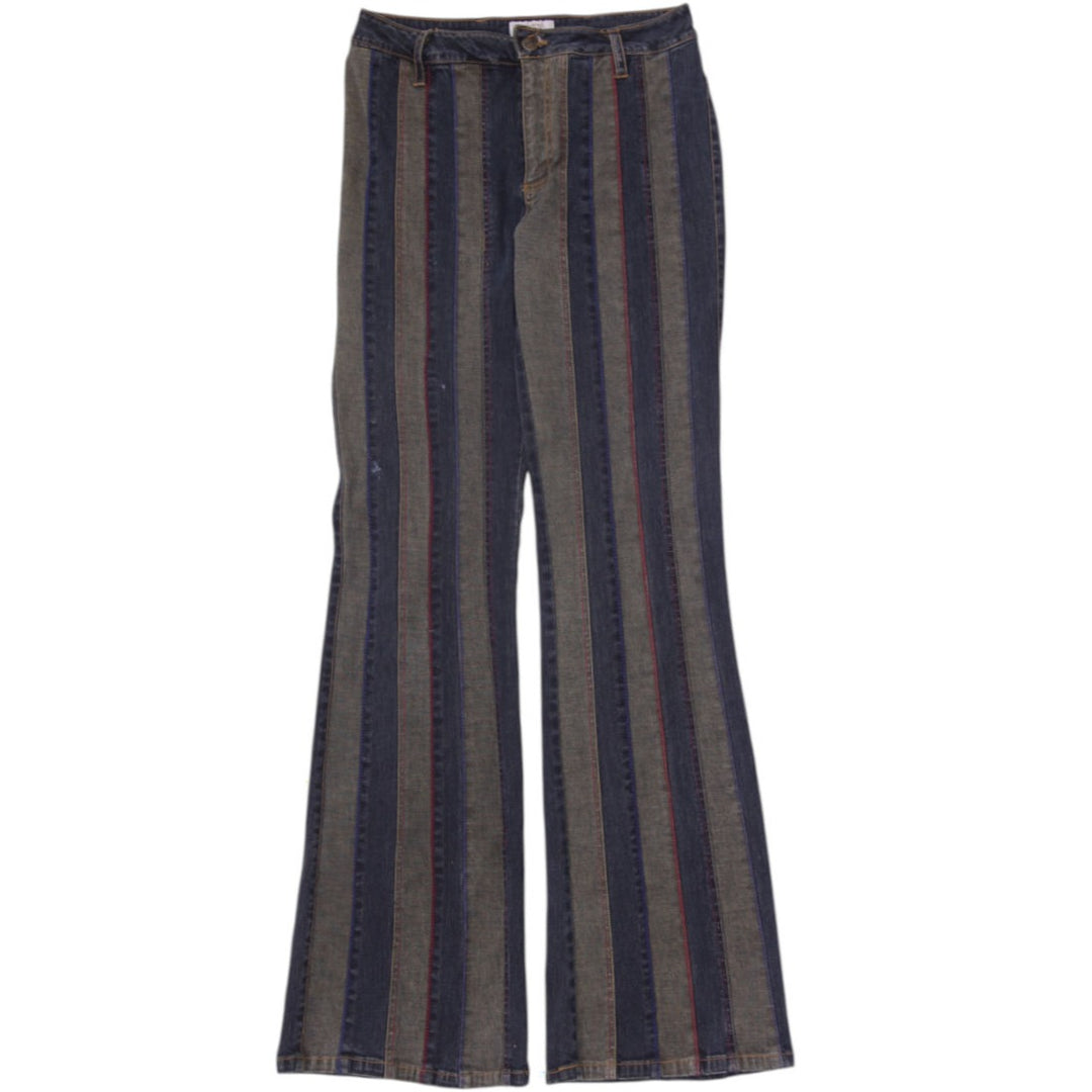 Y2K Ladies Coacetic Vertical Striped Flared Denim Size 30