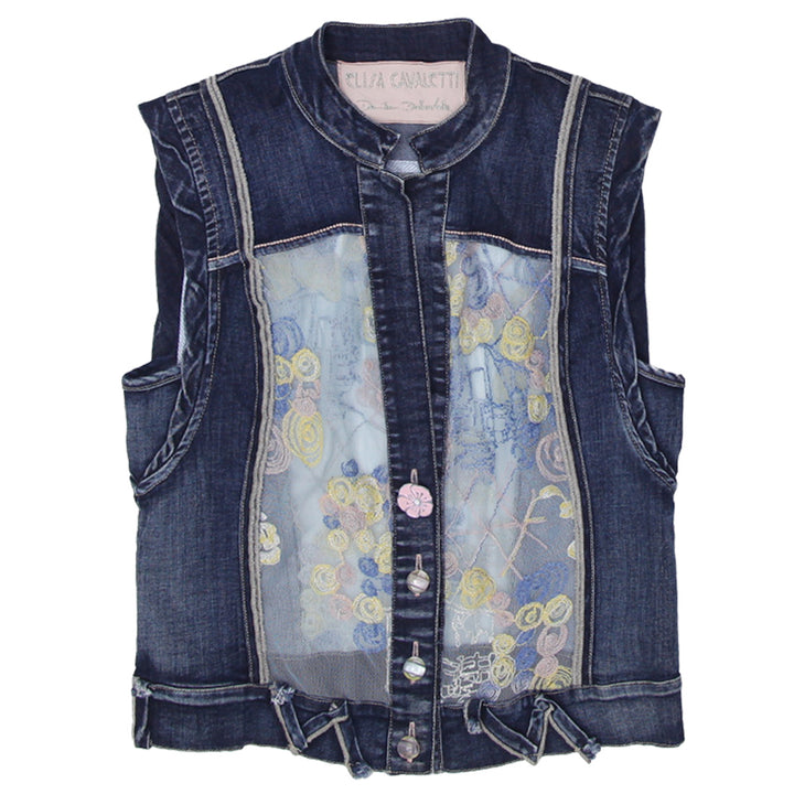 Y2K Ladies Elisa Cavaletti Denim Mesh Sleeveless Top - Fashion Rerun Vintage Migration_Tops