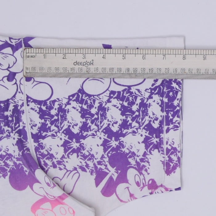 Vintage 90s Disney Mickey Mouse All Over Print T-Shirt Neon Gradient Made in Canada OS Single Stitch