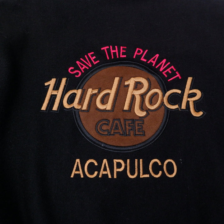 Vintage Mens Hard Rock Cafe Varsity Jacket Leather Sleeves