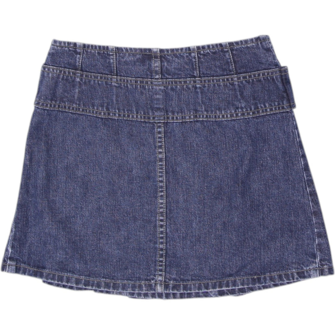 Y2K Ladies Here & There Blue Belted Pleated Denim Mini Skirt