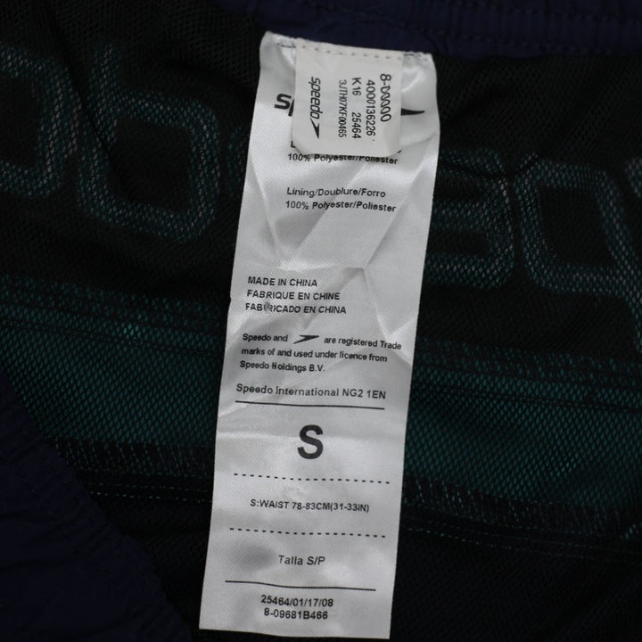 Mens Speedo Colorblock Swim Trunks Navy & Teal Mesh Lined Board Shorts Small