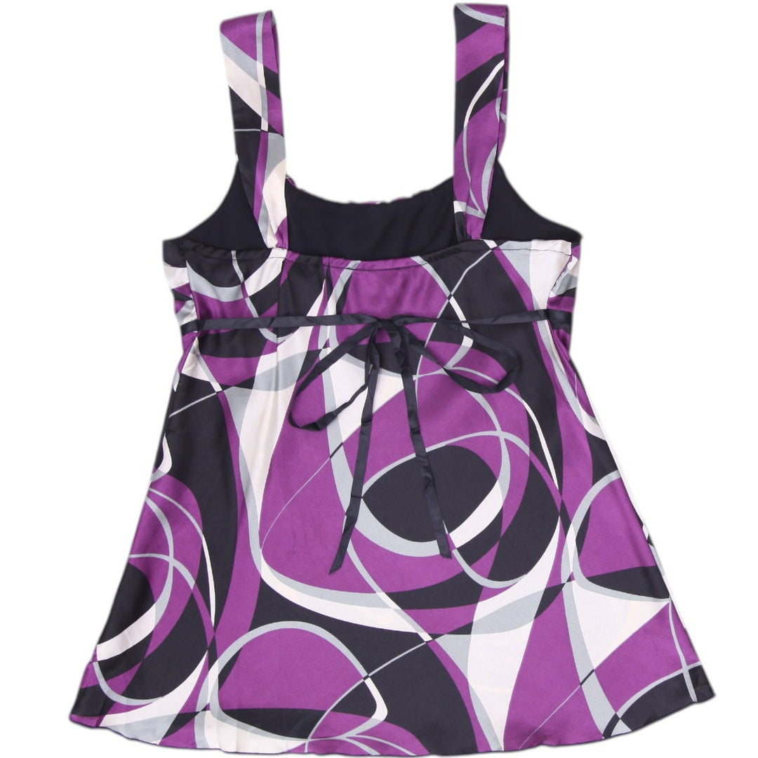 Y2K Ladies BCX Purple Abstract Swirl Empire Waist Cami Tank Top Size M