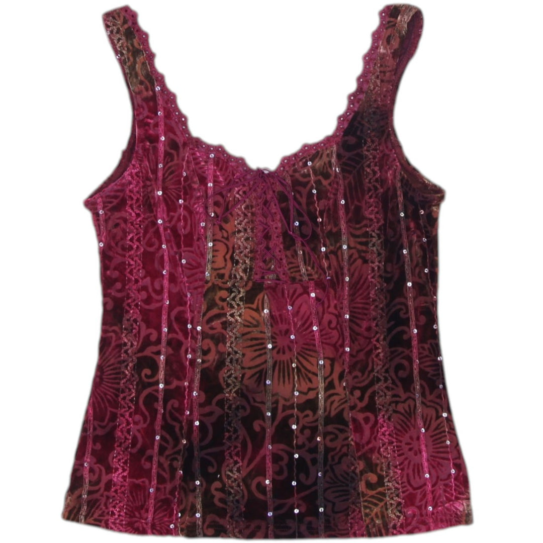Y2K Ladies Arianne Velvet  Tank Top Multi Color Size XS | Migration_Y2K Tops | Fashion Rerun