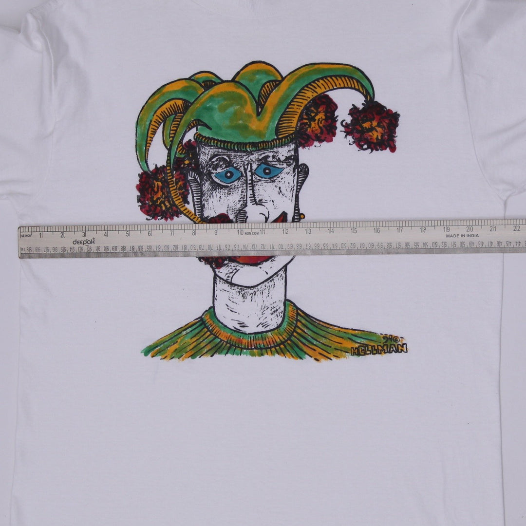 Vintage 90's Hellman "Jester" Graphic T-Shirt Size L Rare Oneita Power-T Single Stitch