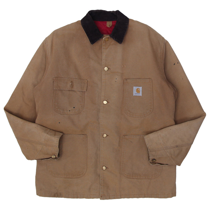 Vintage Carhartt Barn Chore Jacket Coat Quilted Red Lining USA Men's