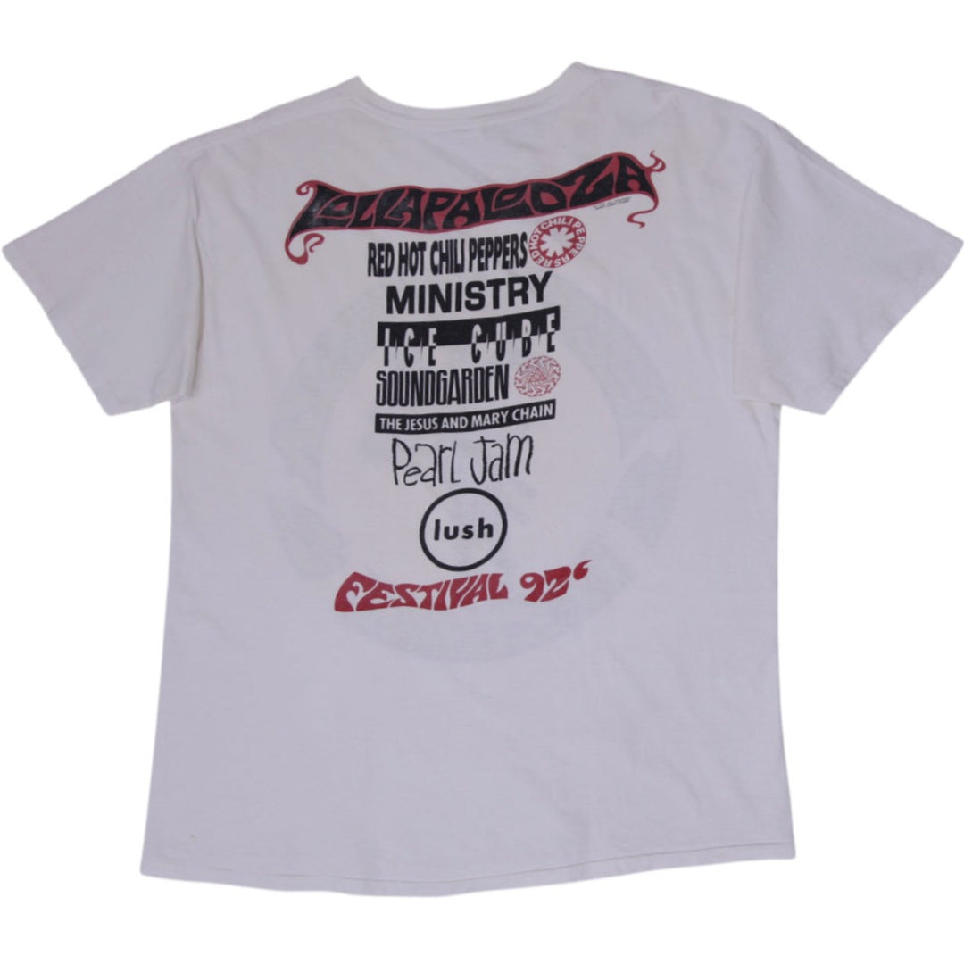 Vintage 1992 Lollapalooza Festival Tour T-Shirt Giant License Tultex Tag 2XL Single Stitch
