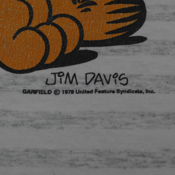 Vintage Mens Velva Sheen Garfield Striped Graphic T-Shirt Size L