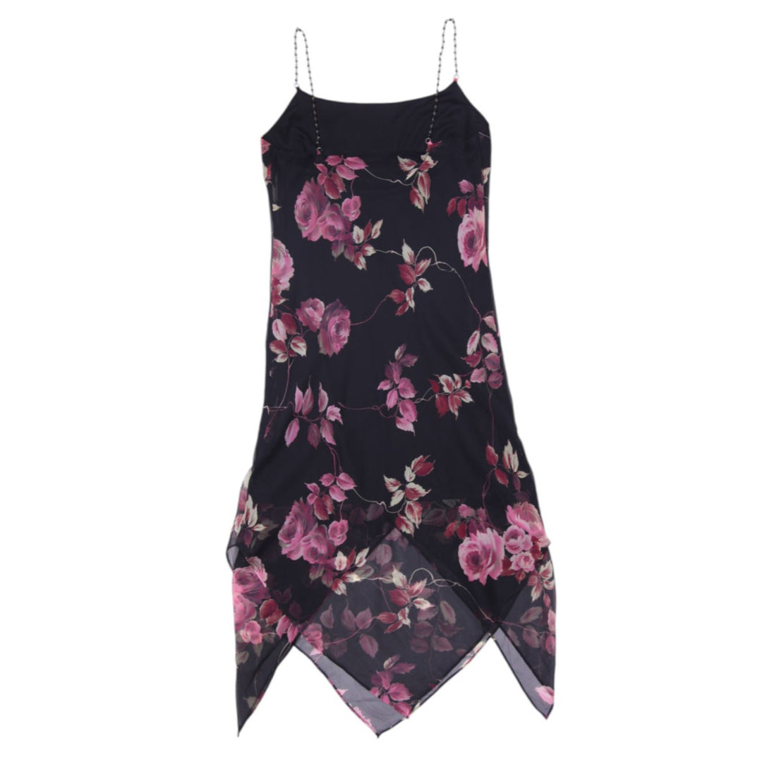 Y2K Ladies Studio Y Floral Slip Midi Dress Black Size M