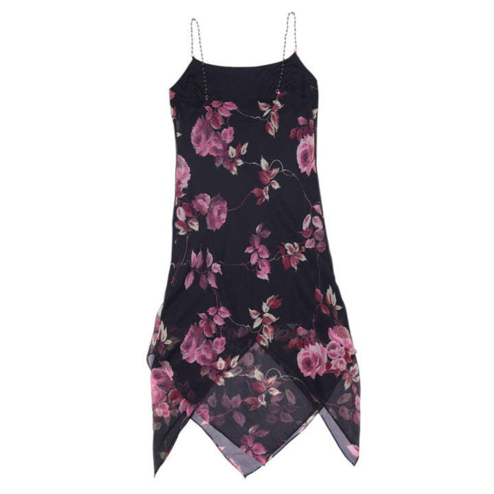Y2K Ladies Studio Y Floral Slip Midi Dress Black Size M