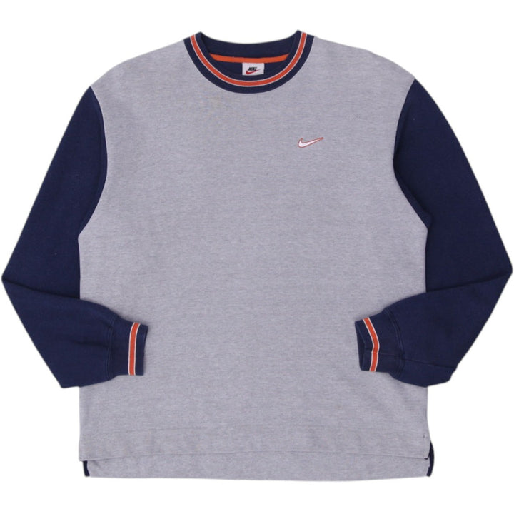 Vintage Mens Nike Crewneck Sweatshirt Gray Navy Cotton Retro | Migration_Sweatshirt | Fashion Rerun