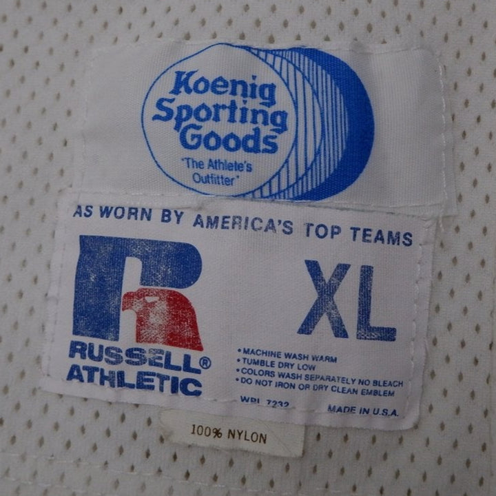 Vintage Mens Russell Athletic Jersey White Red Graphic American Football