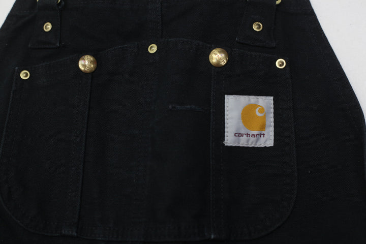 Mens Carhartt R01 BLK Unlined Canvas Double-Knee Workwear Bib Overalls Black