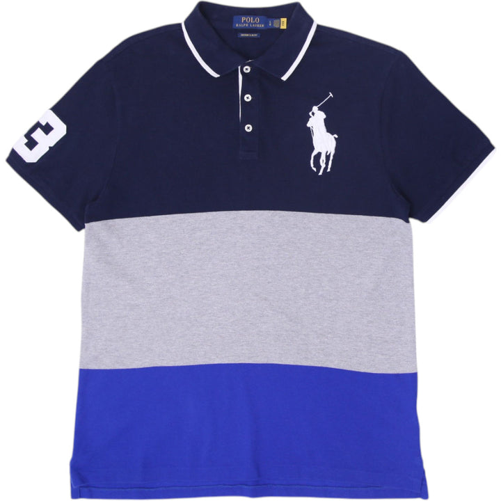 Mens Polo Ralph Lauren Colorblock Polo T-Shirt Navy Blue Grey