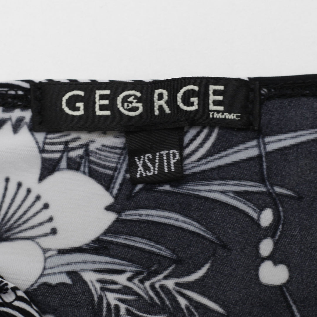 Y2K Ladies George Sleeveless Floral Tank Top Black Size XS
