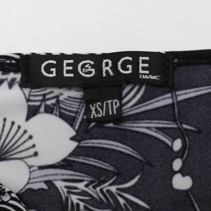 Y2K Ladies George Sleeveless Floral Tank Top Black Size XS