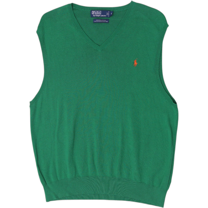 Vintage Mens Polo Ralph Lauren 100% Pima Cotton V-Neck Sweater Vest Size XL