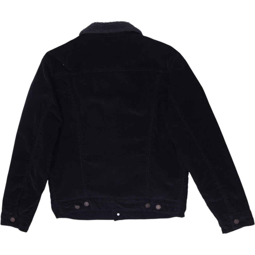 Mens Levi Strauss Levi's Black Corduroy Sherpa Trucker Jacket Size S