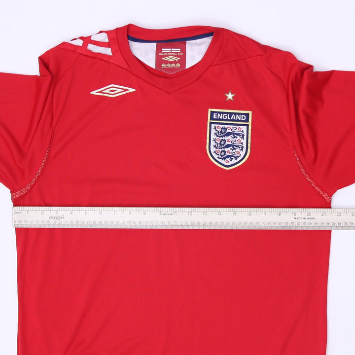 Mens England 2006-08 Away Football Jersey Umbro Red World Cup Size L