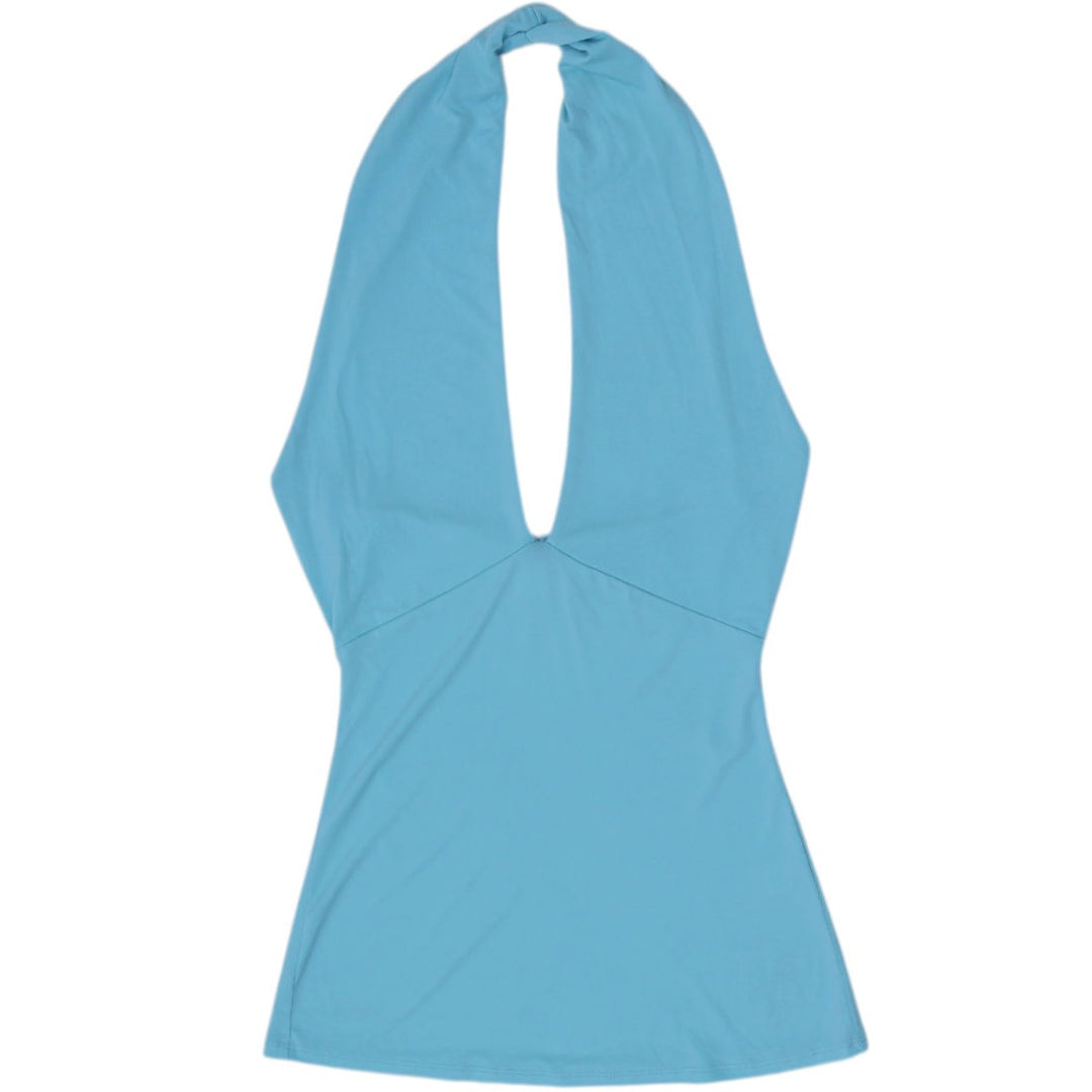 Y2K Ladies Venus Halter Top Aqua Sleeveless Stretchable