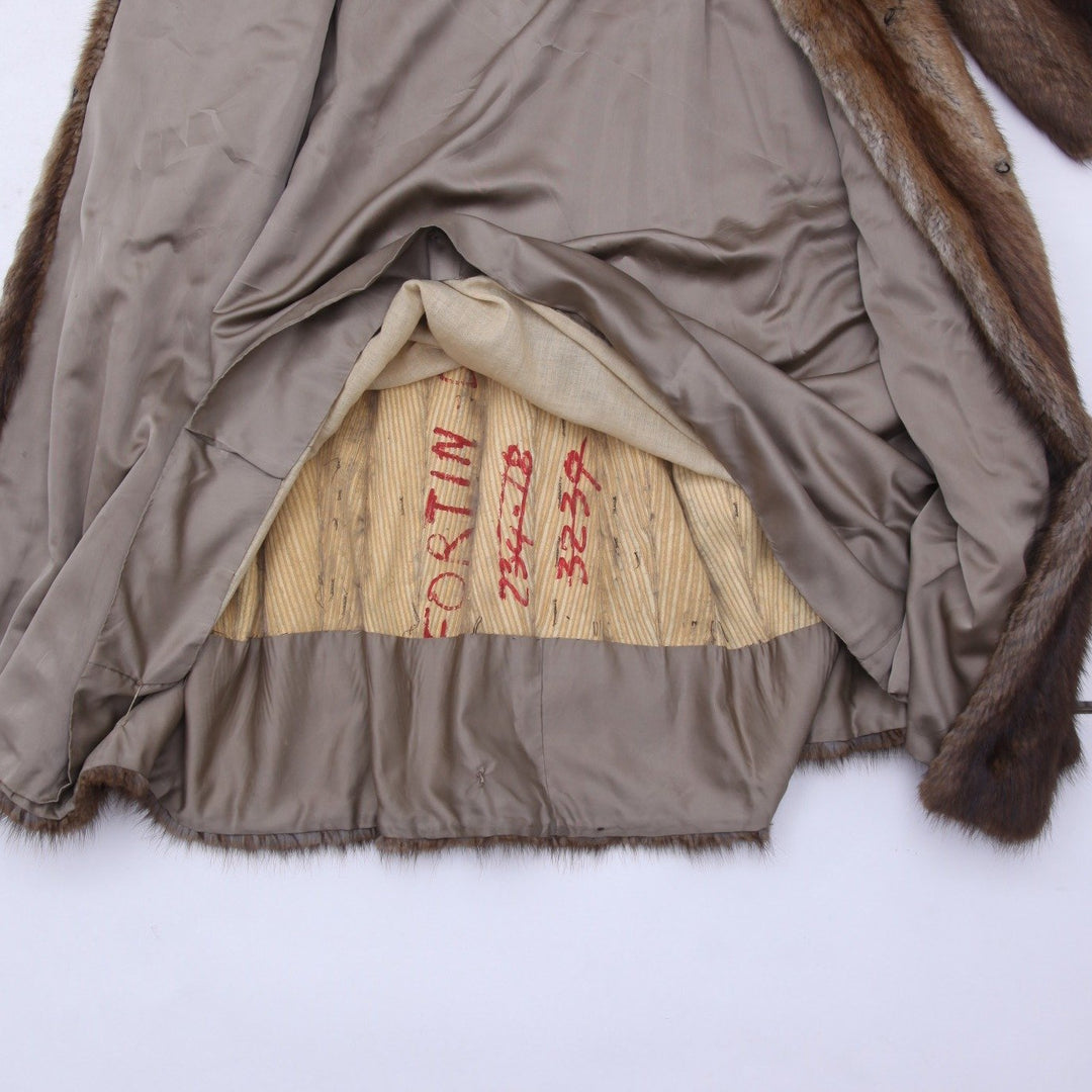 Vintage 80s Denis Hivon Fourrures Real Fur Coat | Full Length Canadian Muskrat Swing Coat | Granby Quebec Luxury Heirloom