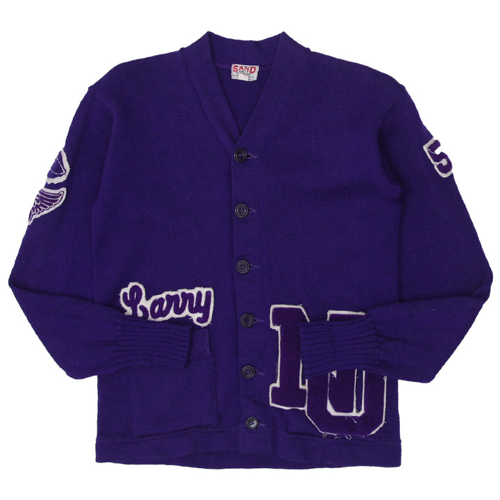 Vintage Sand Knit Letterman Cardigan Sweater-Purple Size 42 - Fashion Rerun Vintage Migration_Sweaters