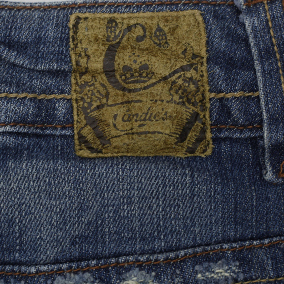 Y2K Ladies Candie's Embroidered Floral Denim Mini Skirt Size 3
