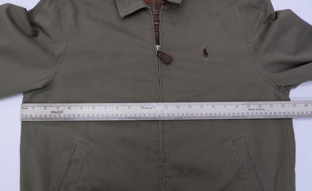 Vintage Mens Polo Ralph Lauren Jacket Khaki Cotton Full Zip | Migration_Jackets RL Collection - Detail View | Fashion Rerun