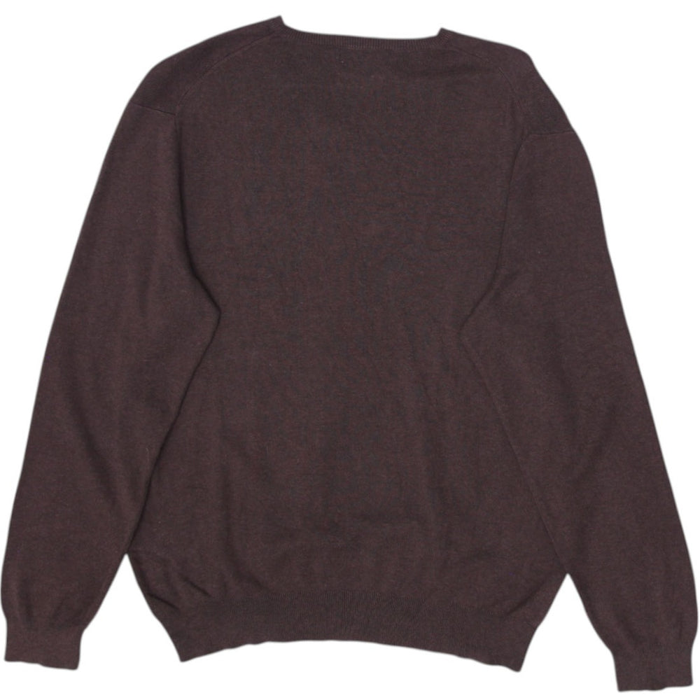 Vintage Mens Ralph Lauren Brown V-Neck Cotton Sweater Size L | Migration_Knitwear & Sweaters - Side View | Fashion Rerun