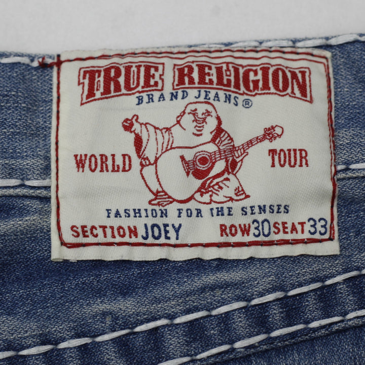 Y2K Mens True Religion Joey Jeans Washed Blue Straight Fit Made In USA