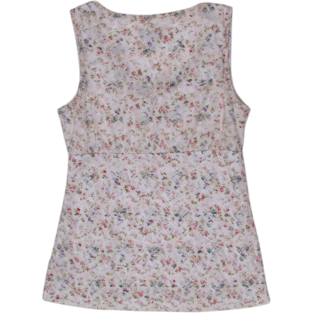 Y2K Ladies Alyx Floral Cream Sleeveless Tank Top Size S | Migration_Y2K Tops - Side View | Fashion Rerun