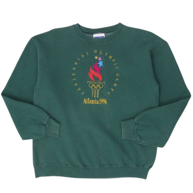 Vintage Hanes Sweatshirt Green Olympic Graphic 1996 Embroidered Size M | Migration_Sweatshirt | Fashion Rerun