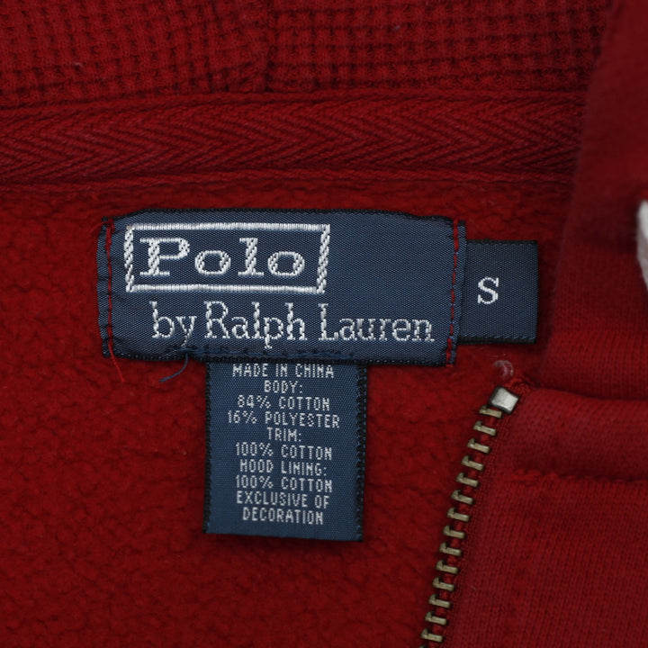 Vintage Polo By Ralph Lauren Red Waffle Knit Thermal Full Zip Hoodie