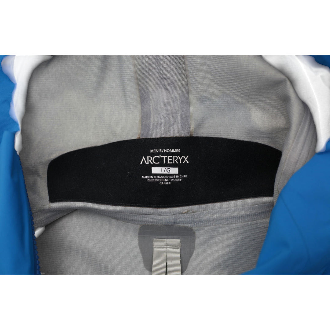 Mens Arc'teryx Jacket Blue Hooded Lightweight Waterproof L