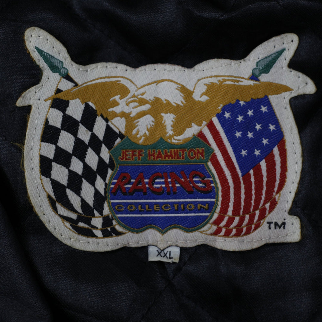Vintage Jeff Hamilton Racing Black Leather NASCAR 50th Anniversary Jacket XXL | Migration_Jackets - Back View | Fashion Rerun