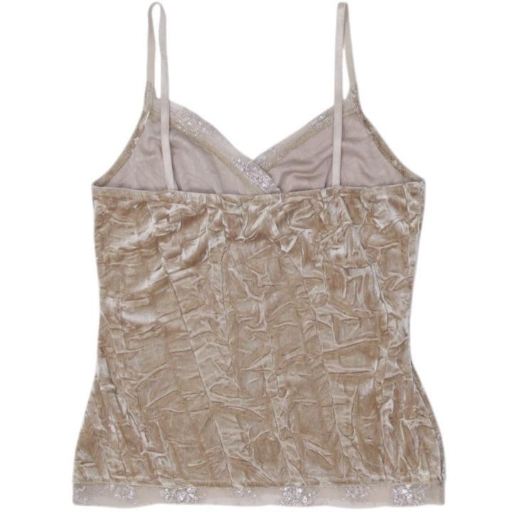 Y2K Ladies Byer Wear Strappy Velvet Lace Trim Top | Migration_Y2K Tops - Side View | Fashion Rerun