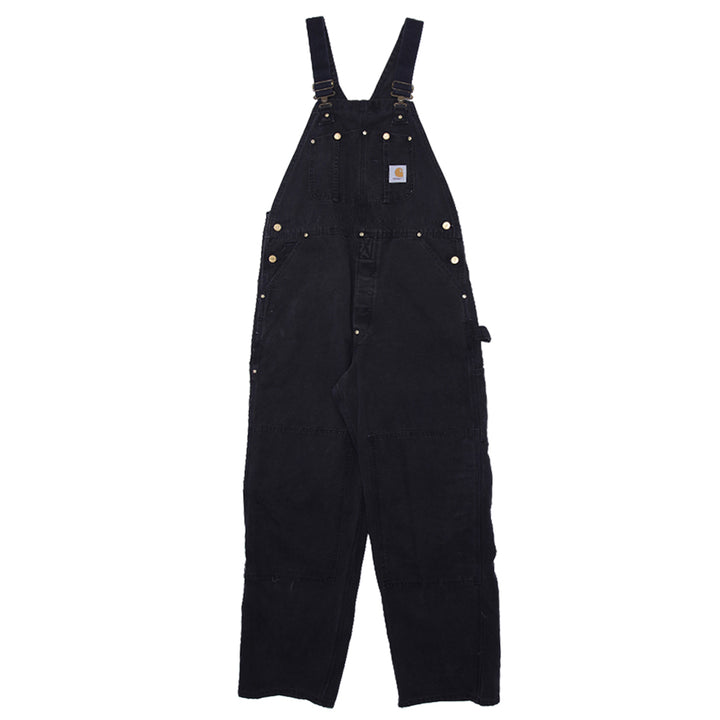 Vintage 90's Carhartt R01 BLK Black Duck Double Knee Bib Overalls