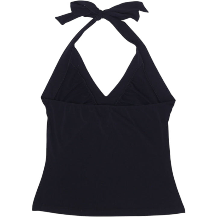 Y2K Ladies Ribbed Sleeveless Tie Halter Top Size XS | Migration_Y2K Tops - Side View | Fashion Rerun