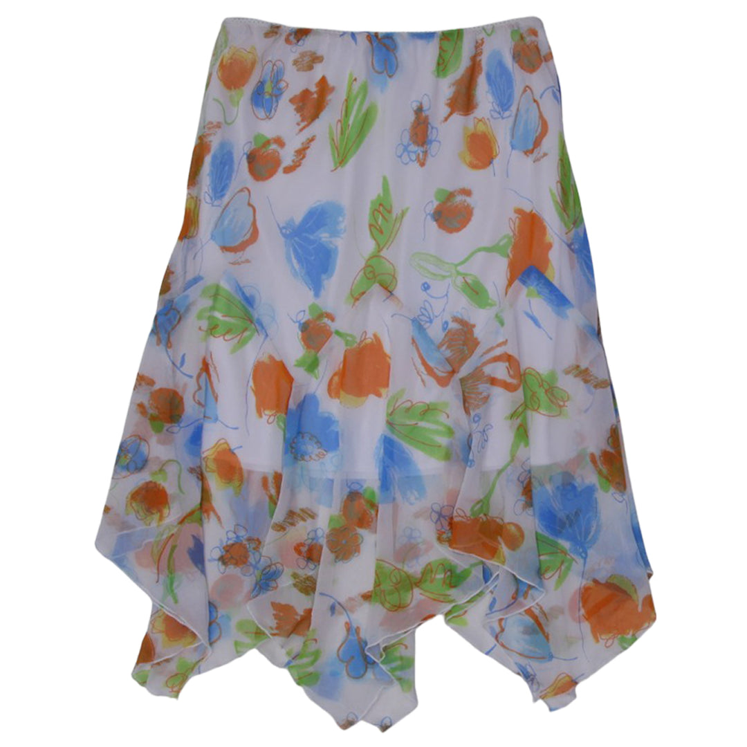 Y2K Ladies Printed Hanky Hem Skirt