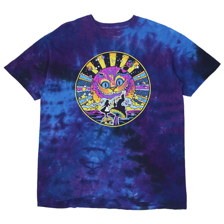 Mens Liquid Blue Alice in Wonderland Silhouette Tie Dye T-Shirt